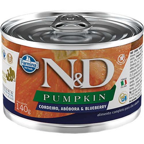 Racao_Umida_Lata_Farmina_N_D_Pumpkin_Cordeiro__Abobora_Blueberry_para_Caes_Adultos_-_140_g Racao_Umida_Lata_Farmina_N_D_Pumpkin_Cordeiro__Abobora_Blueberry_para_Caes_Adultos_-_140_g