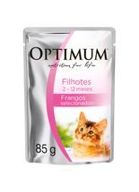Racao_Umida_Optimum_Sache_Frango_para_Gatos_Filhotes_-_85_g