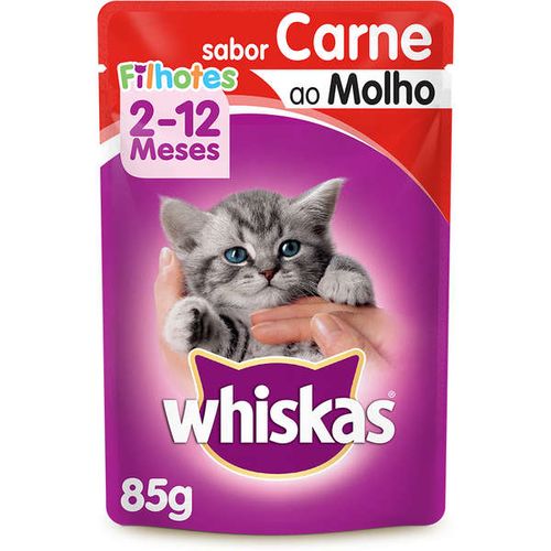 Racao_Umida_Whiskas_Sache_Carne_ao_Molho_para_Gatos_Filhotes-85g Racao_Umida_Whiskas_Sache_Carne_ao_Molho_para_Gatos_Filhotes-85g