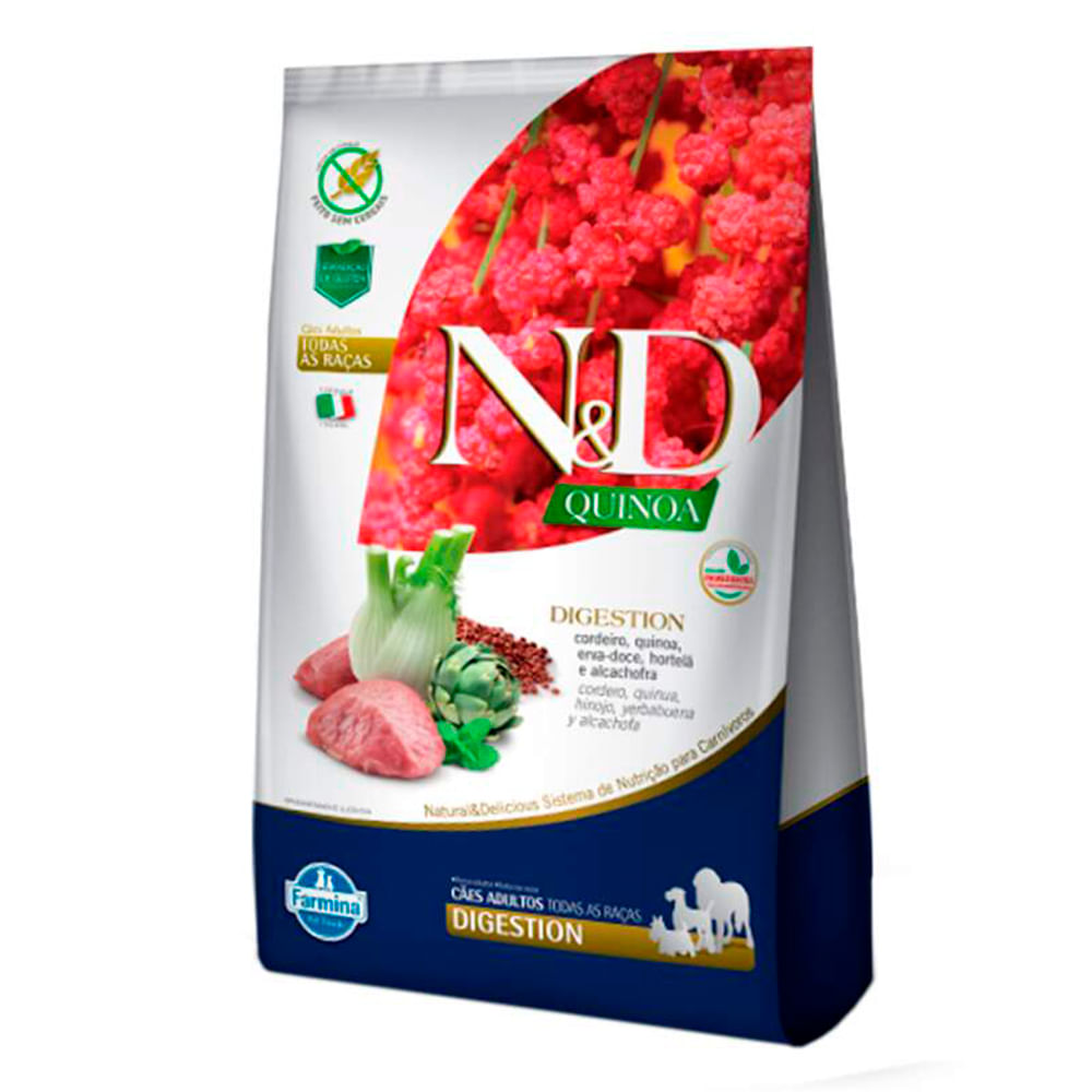 Ração Farmina N&D Quinoa Digestion Cães Adultos Todas as Raças Sabor Cordeiro